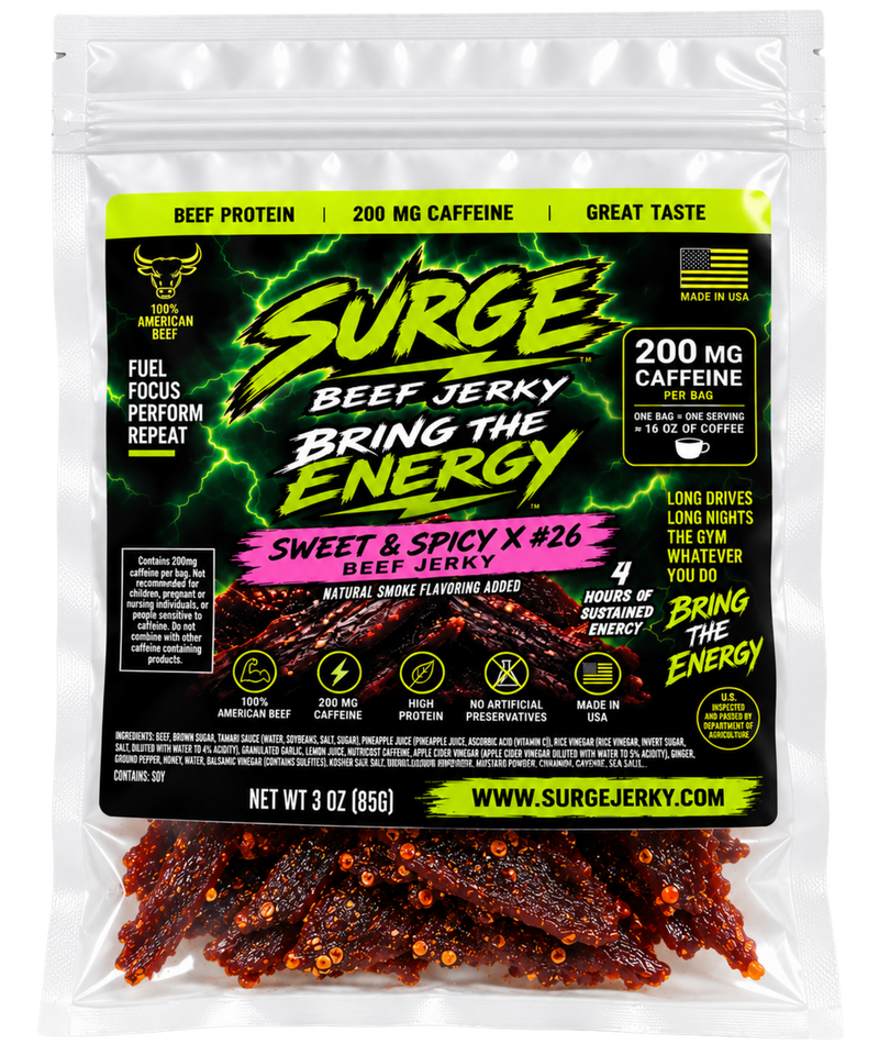 Surge Sweet & Spicy beef jerky bag